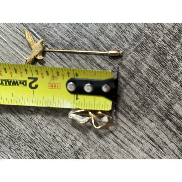 Seagull Trio Bird In Flight Vintage Brooch Seagull Gold Tone Stick Pin MCM - Picture 6 of 8